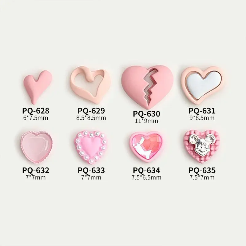 20pcs/lot Pink Cute Cream Cake Love Heart Alloy Nail Art Part Decorations Supplies Professionals Nails Accesorios Designs Charms