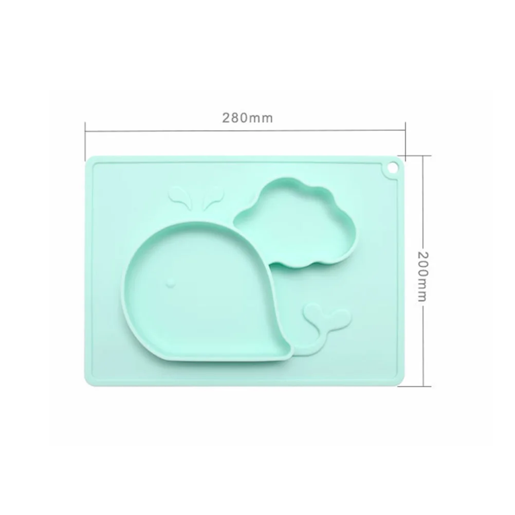 

1pc Baby Silicone Non-Slip Dining Tray Whale Shape Kids Plate Durable Grade Cartoon Plate For Children Blue