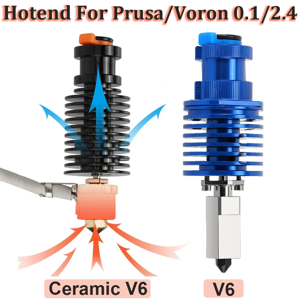 

Печатающая головка с керамическим нагревательным сердечником 24 В для Voron 0,1/0,2/2,4 V6 Биметаллическое горло E3D V6 Hotend для 3D-принтера Prusa Ender 3 CR10 MK3S