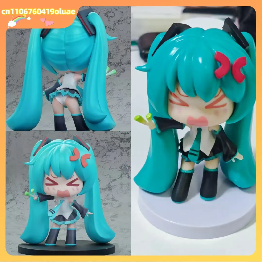 Hatsune Miku Q Version Chibi Figure Green Onion Ver.2 GK Statue PVC Anime Desktop Ornament Collectible Gift