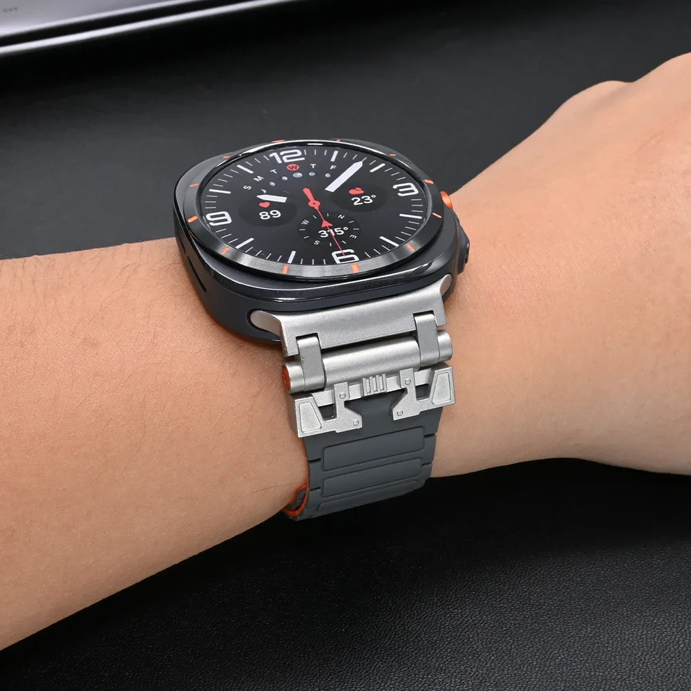 สายนาฬิกาซิลิโคนแม่เหล็กสำหรับ Samsung Galaxy Watch ultra 47mm สุดหรูสำหรับผู้ชายสายนาฬิกาสำหรับ Galaxy 47mm