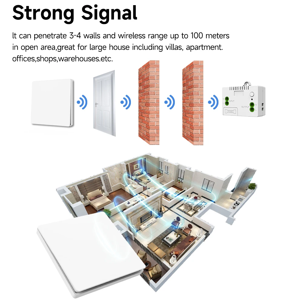   RF433 Kinetische schakelaar Geen batterij, zelfaangedreven voor thuis, huis, fabriek, waterdicht, licht, afstandsbediening, intelligente schakelaars