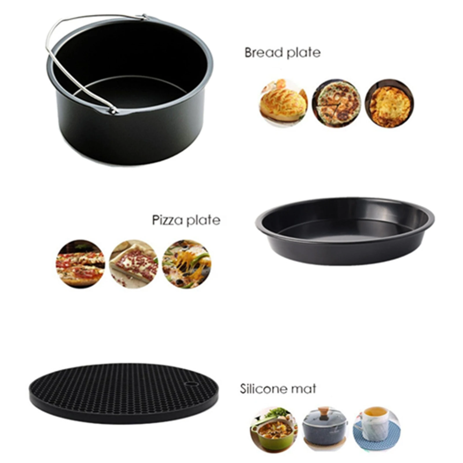 10 pçs 9 polegada antiaderente acessórios de fritadeira de ar conjunto de almofada de isolamento térmico pizza pan única camada vapor rack conjunto