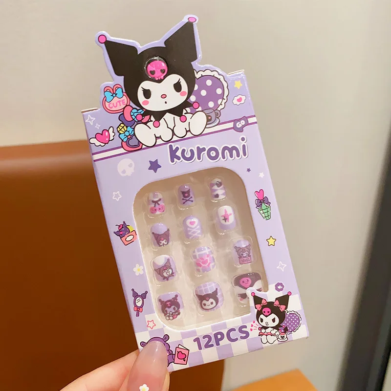 Sanrio parche para uñas para niños dibujos animados Hello Kitty Kuromi lindo pegatina para uñas desmontable uñas dulces y encantadoras pegatinas para uñas