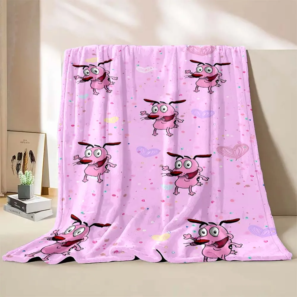 6 Sizes C-Courage The Cowardly Dog Printed Blanket Warm Soft and Comfortable Home Travel Blanket Sofa Bedding Cover Blanket Gift