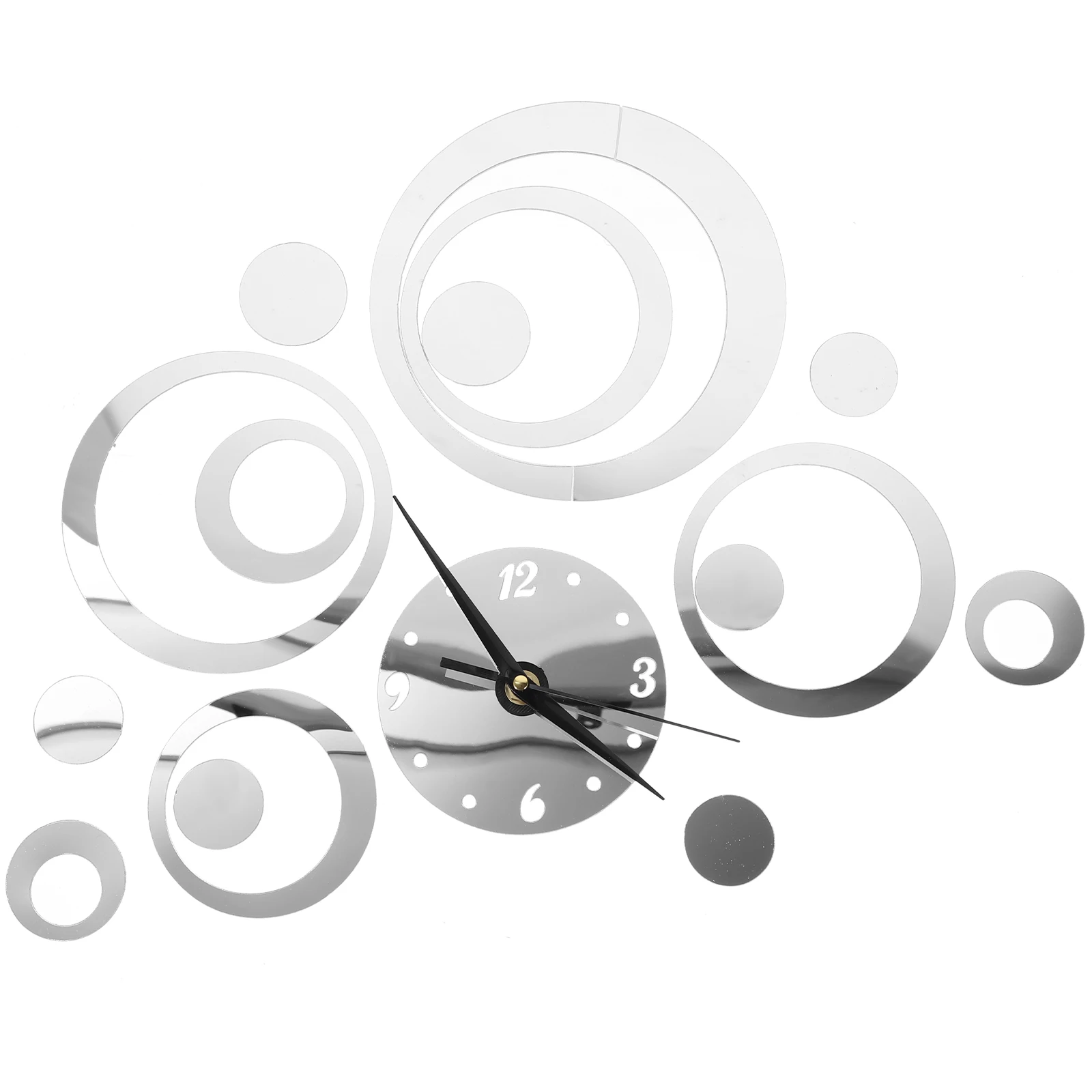 

3D Mirror Wall Clock Diy Acrylic Sticker Decal Silver Home Decoration Living Room Easy Paste Removable Environment Friendly Wall