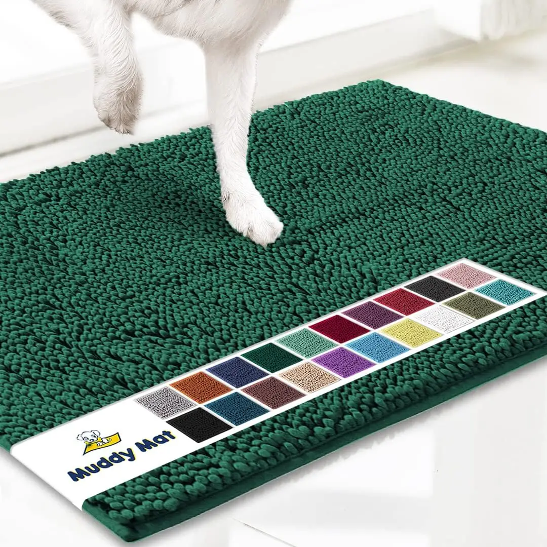 

Highly Absorbent Microfiber Door Mat, Non-Slip Washable Area Rug for Kitchen Bedroom Indoor Outdoor - Dark Green 24x72