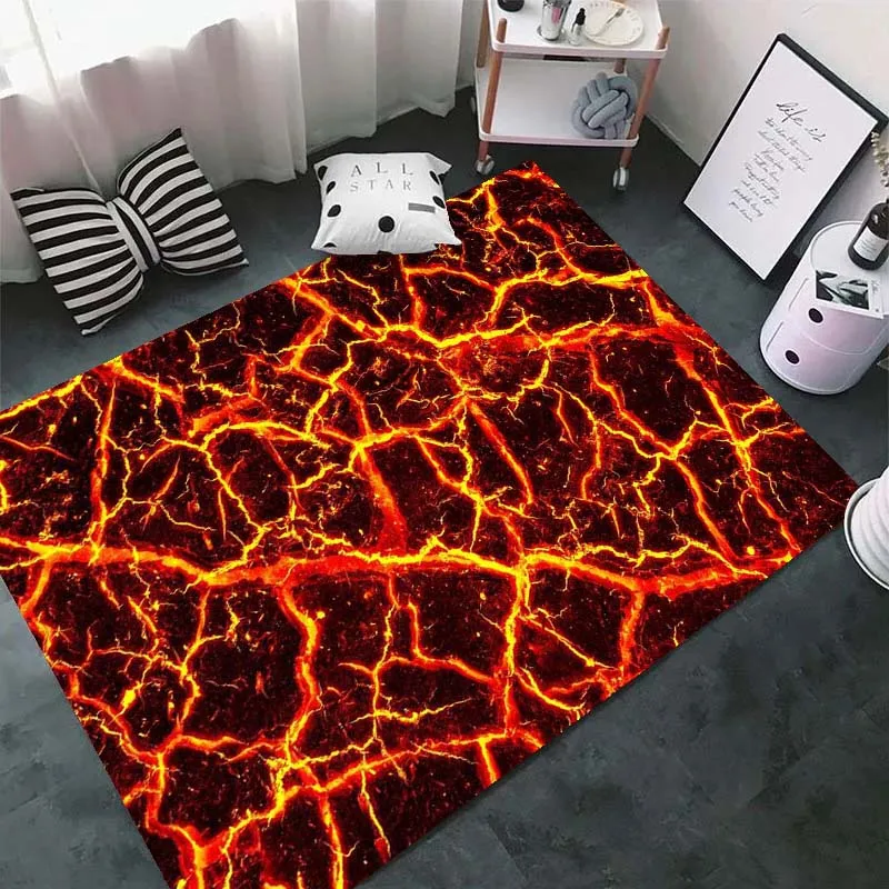 Magma Volcano Lava Hot Liquid Rock Area Rugs for Living Room Bedroom Decoration Home Rug Children Play Room Mat Anti-slip Carpet