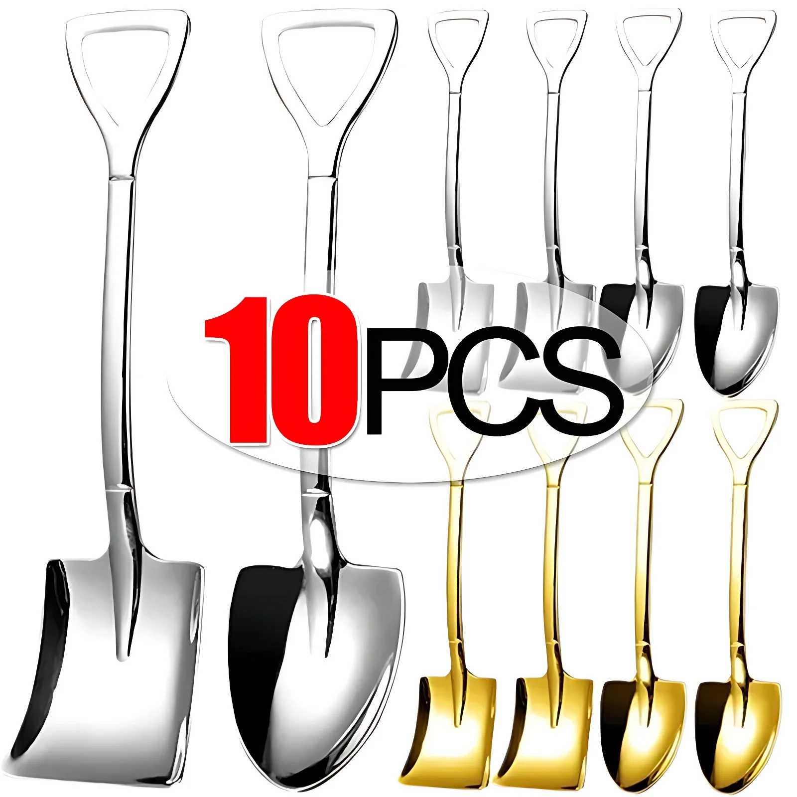 Stainless Steel Coffee Tea Spoon Creative Shovel Scoop for Dinner Ice Cream Dessert Watermelon Home Kitchen Tableware Bar Tools