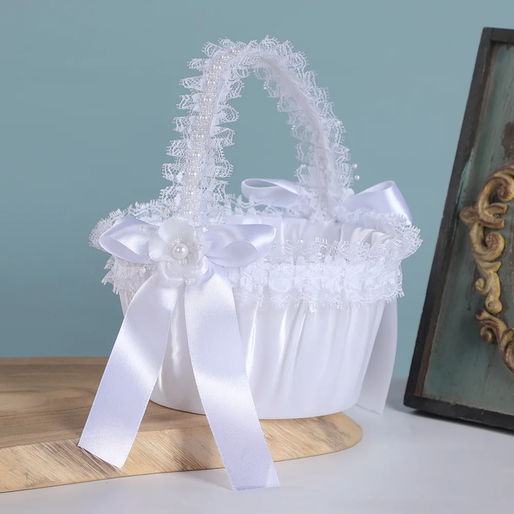 

DIY свадебный цветок девушка ручная корзина для цветов корзина с фруктами свадебные принадлежности кружевные цветы портативная корзина для хранения украшения