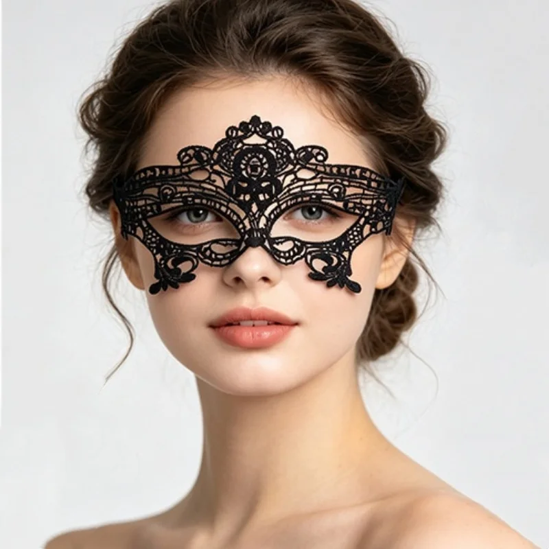 Sexy Frauen Schwarz Spitze Floral Augenmaske Maskerade Prom Gesichtsmaske Prinzessin Königin Party Make-Up Cosplay Nachtclub Spitze Maske Requisiten – Detail 19