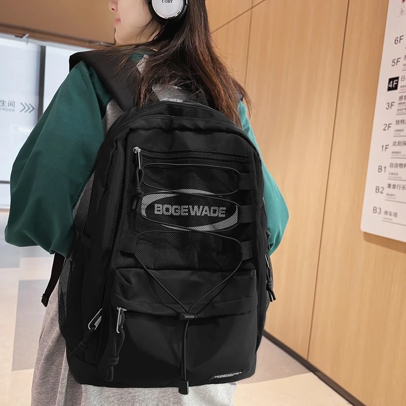 Fashion Transparent Net Women Backpack High Quality Waterproof Lovers Schoolbag Black White Teen Girls Students Shoulder Bag New