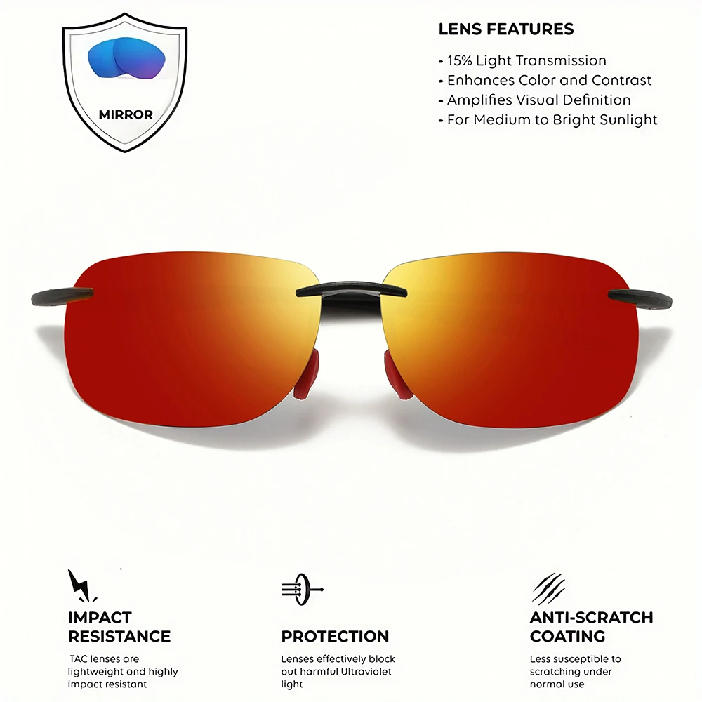 Ultraleichte 11g TR90 Rahmenlose Polarisierte Sonnenbrille UV400-Schutz Rahmenbrille für Outdoor-Abenteuer Casual – Detail 5