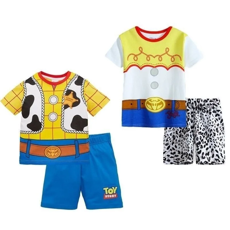 Pijama de algodón puro de manga corta para niños, traje de dibujos animados de Disney, ropa de casa para niños, aire acondicionado de verano