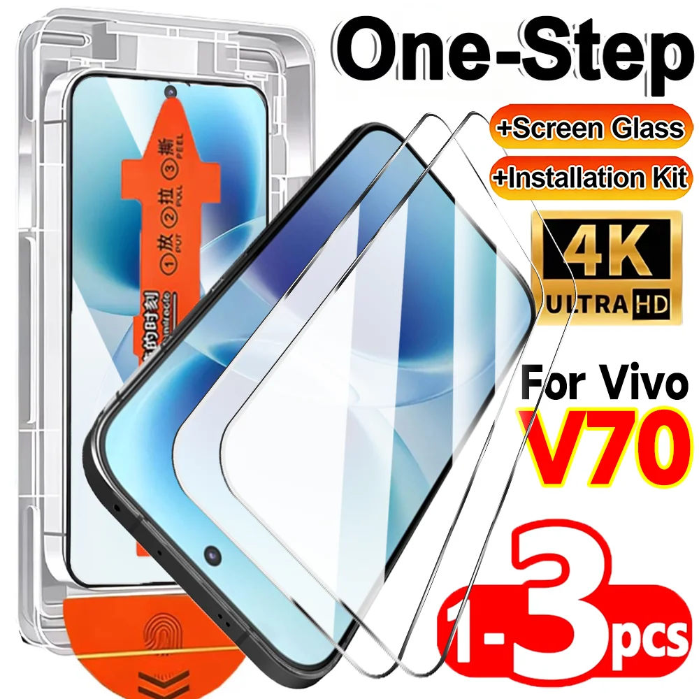1-3er-Pack Einfach zu Installierende Gehärtete Glasfolie für Vivo V70/V70 Elite/V70FE HD Klare Displayschutzfolien 9H Härte Kratzfeste Schutzfolien