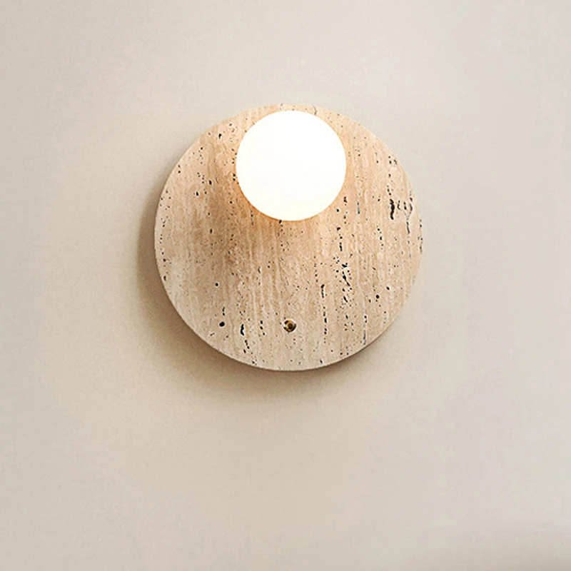 

Japanese Wabi Sabi Huang Shi Living Room Wall Lamp Modern Simple Warm Khaki Bedroom Study Bedside Apartment Decoration Light