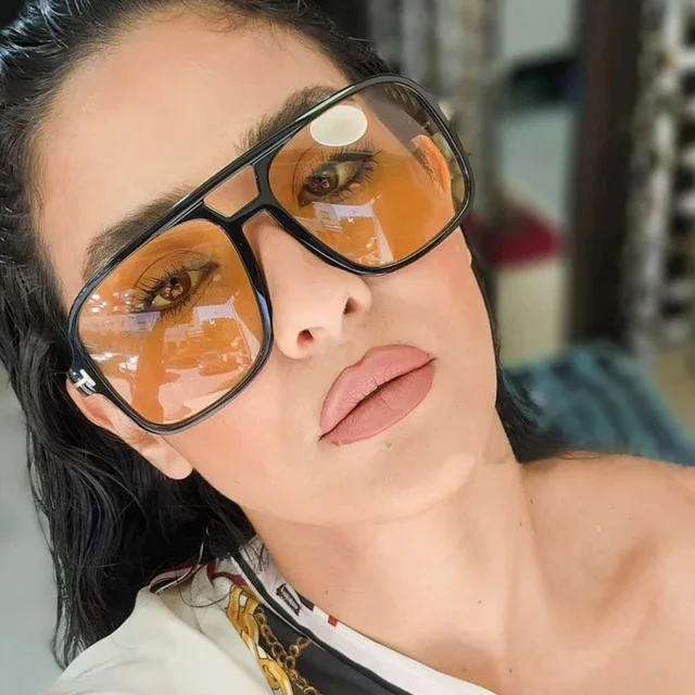 

Vintage Classic Brand Designer Double Bridge Square Sunglasses Women For Men Male Luxury Sun Glasses Punk Big Frame Shades UV400