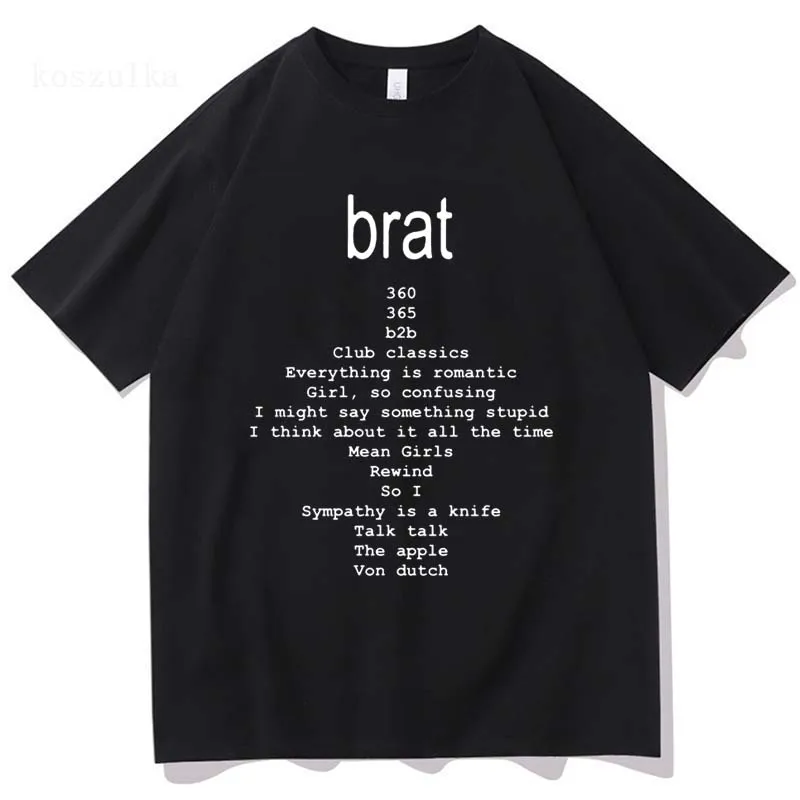 Charli XCX Brat 2024 Tour Tshirt Brat Album Men/Women Clothing Harajuku T-shirt Unisex Vintage Cotton Tops Graphic T Shirts