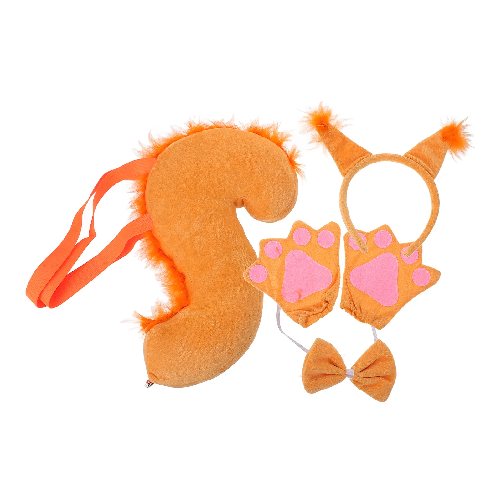

Squirrel Costume Set Animal Ear Headband with Tail Bowtie Cartoon Cosplay Accessories for Women Kids Party Girl