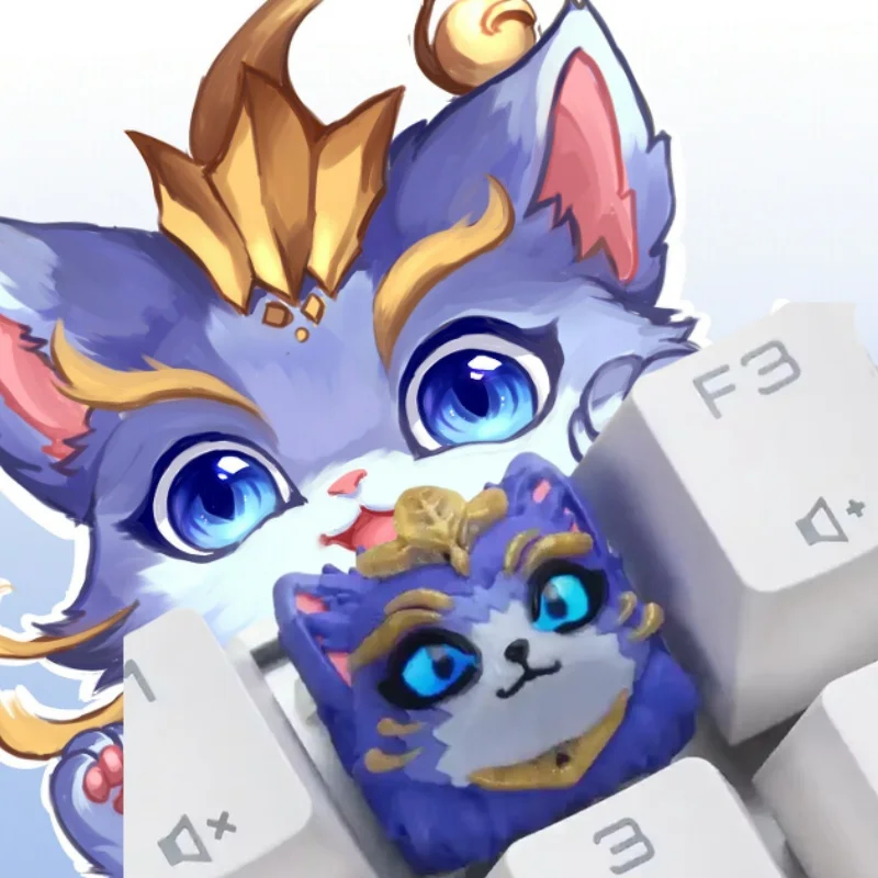 

New League Of Legends Cat Personalized Resin Art Keycaps Mechanical Keyboard Keycaps Gift Transparent Cute Game Theme Key Cap