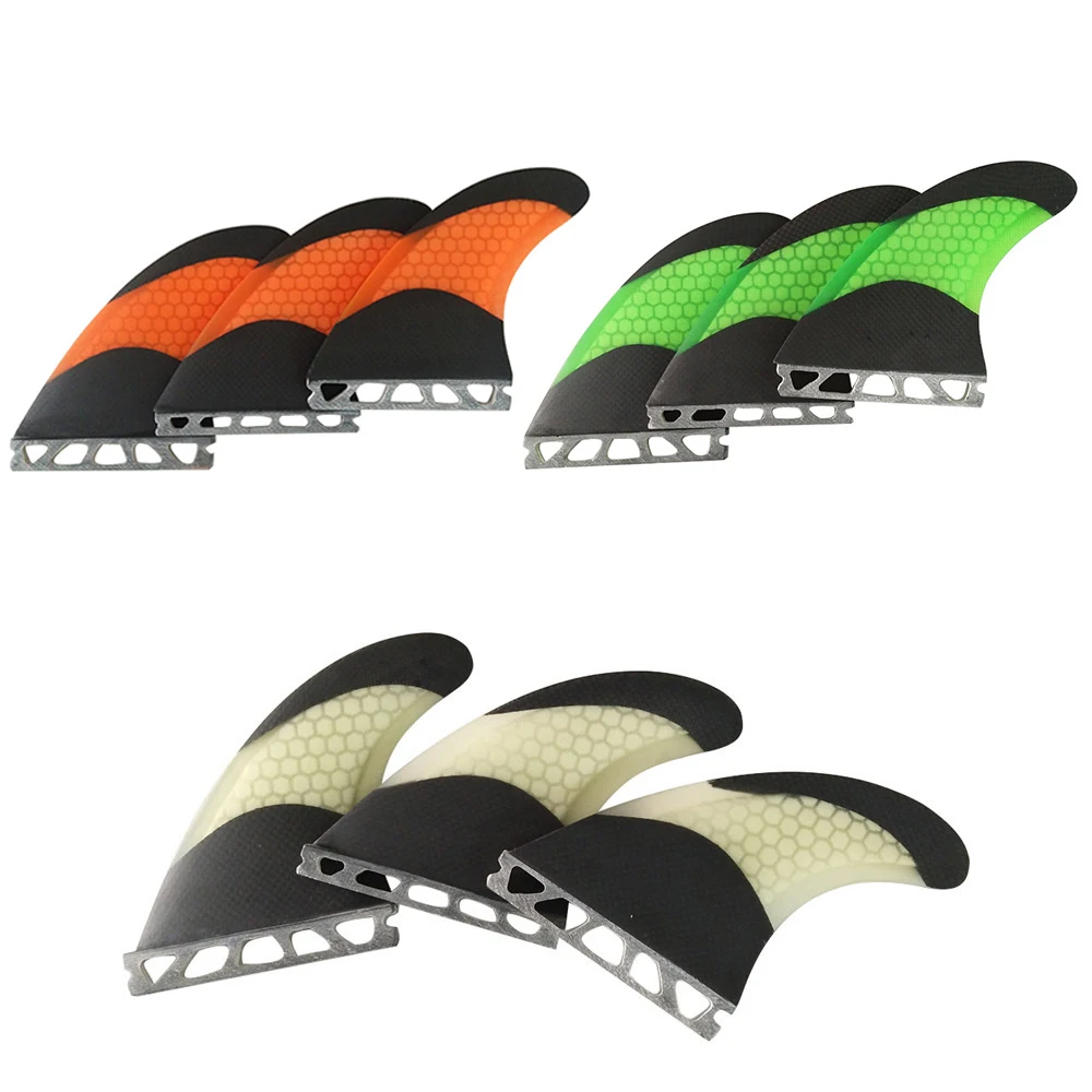 Fiberglass Surfboards Fin, Single Tabs Fins Fins, L Surfing Honeycomb, Carbon Fiber Fins, Green, Orange, White