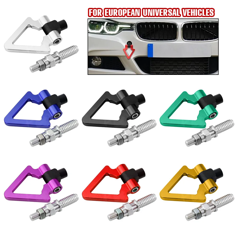 Eroupean Car Tow Ring Hook Kit Bille Aluminum Front/Rear Auto Triangle Ring Trailer Tow Hook Racing Towing Bars Auto Parts