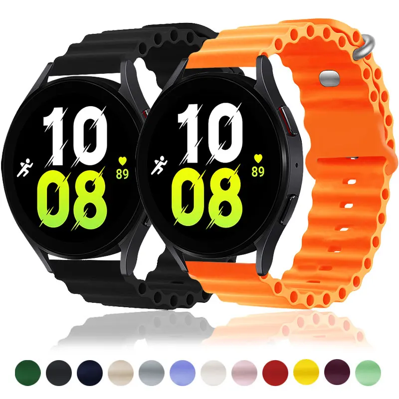 Ocean Band для Samsung Galaxy Watch 7 6 5 4 FE Active 2/5 Pro 45 мм Браслет 20 мм 22 мм Силиконовый браслет Amazfit bip Ремешок для часов