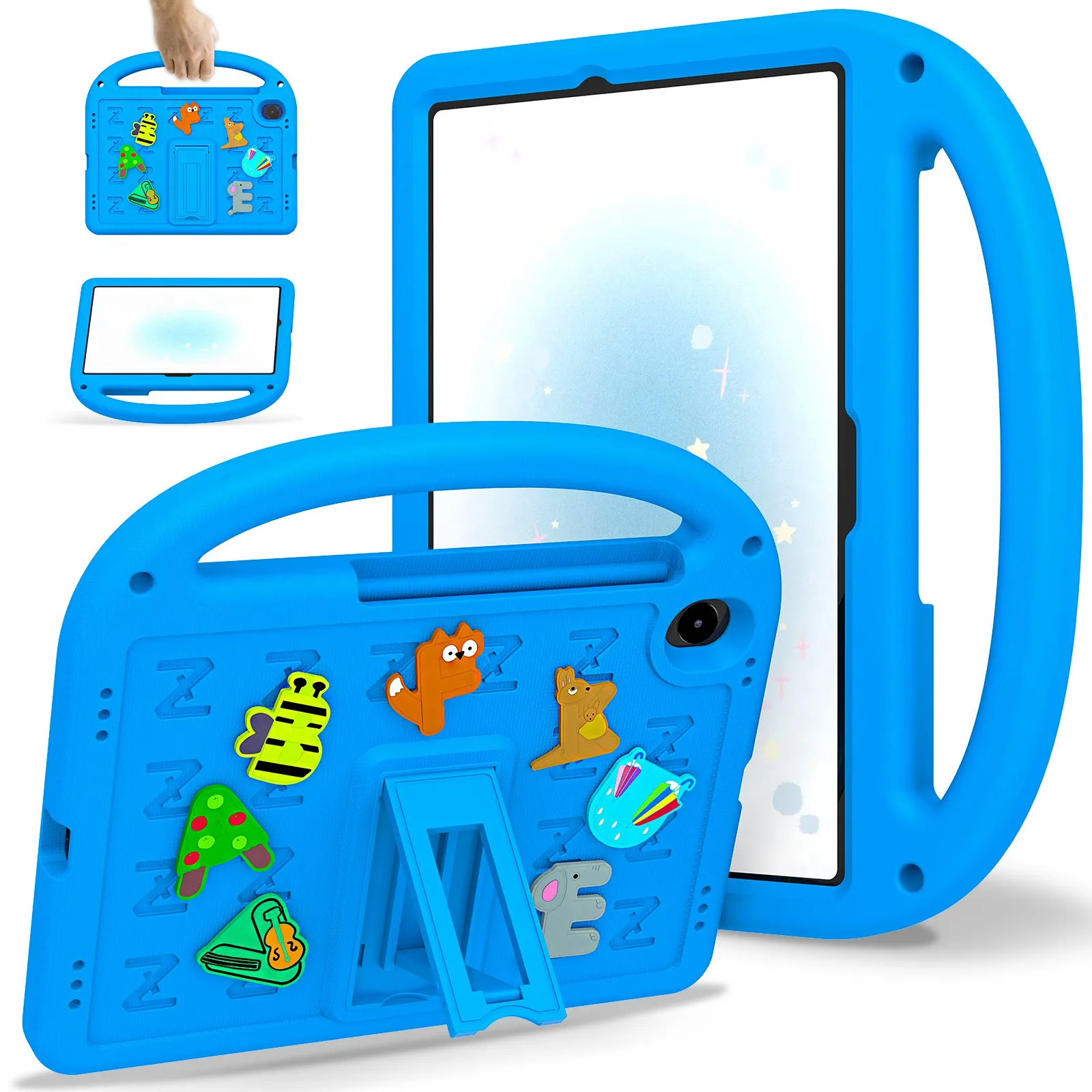 Kickstand Case For Samsung Galaxy Tab S11 / Tab S10 FE / Tab S10 Lite EVA + PC Tablet Protection Cover with Shoulder Strap - Blu