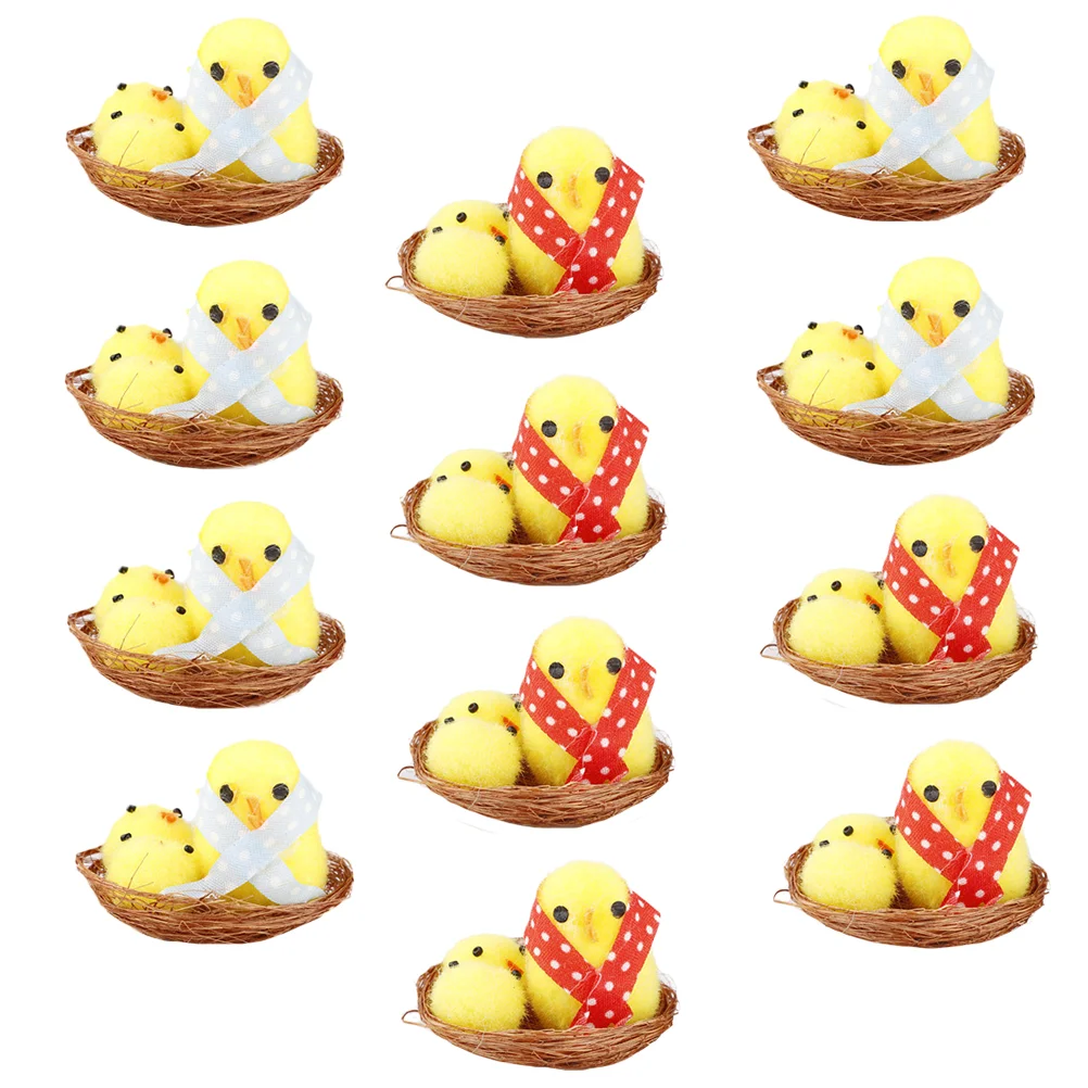 12 Pcs Mini Easter Chicks Decorations Adorable Artificial Chicks Home Office Creative Realistic Party naments Not Deform Fade