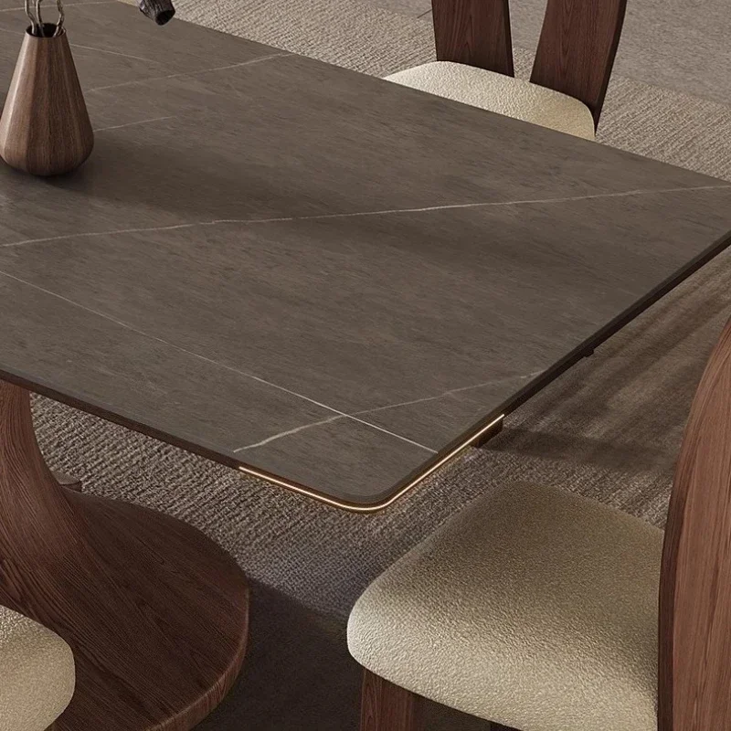 الشمال الحديثة البساطة نمط فاخر خشب متين لائحة طاولة طعام غرفة الطعام كرسي مكتب طاولة طعام الأثاث مستطيلة #6