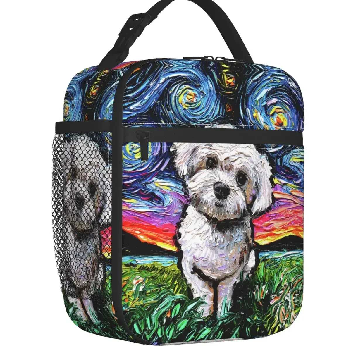 Starry Night Maltipoo Dog Insulated Lunch Bag for Women Portable Pet Lover Cooler Thermal Lunch Box Office Work School