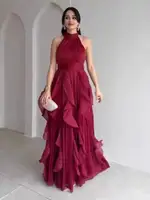 LGRQ Elegant Waist-Cinching Ruffle Hem Long Sleeveless Dress For Women Party Evening Dresses 2026 Summer New Trendy Style - Image 3