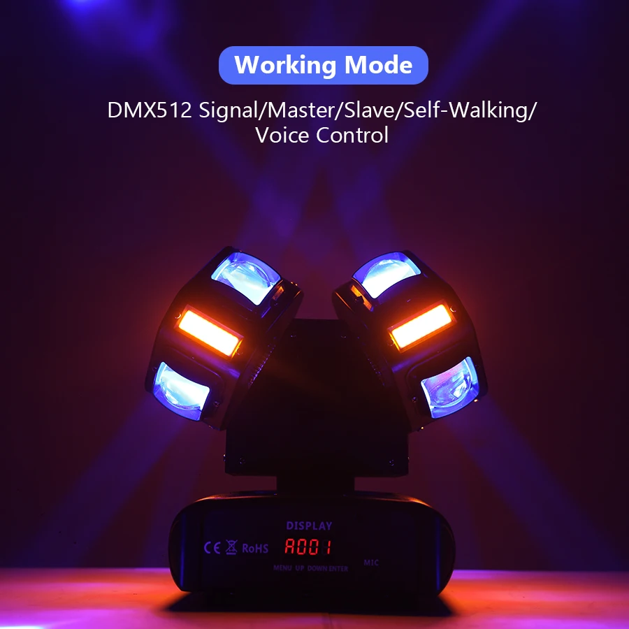 Imagem -06 - Stage Moving Head Light Double Sides Rgbw Disco Beam Effect Luz com Som Ativado Dmx512 Control para dj Party Concert 120w