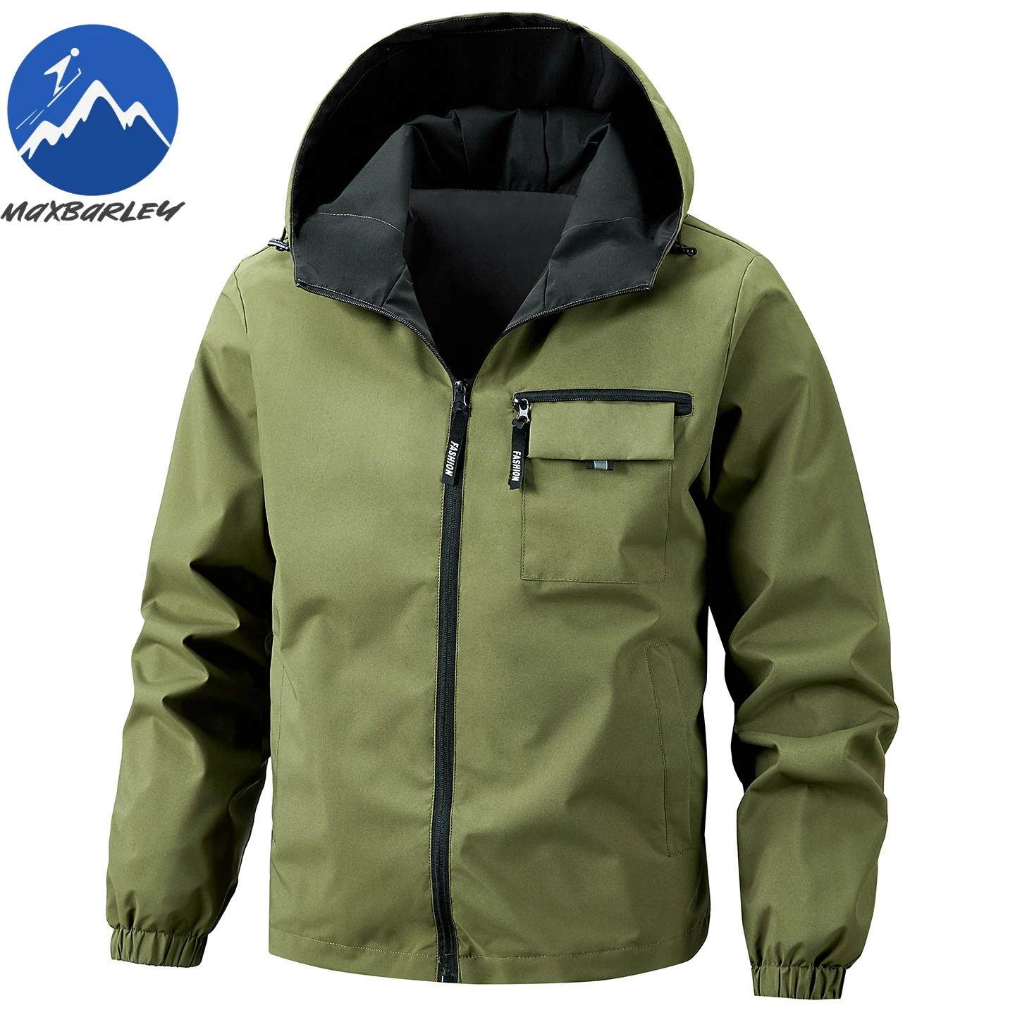 

Maxbarley Waterproof Hood Jacket Men Autunm 2026 New Casual Running Long Sleeve Coat Man Korean Fashion Work Baggy Windbreaker
