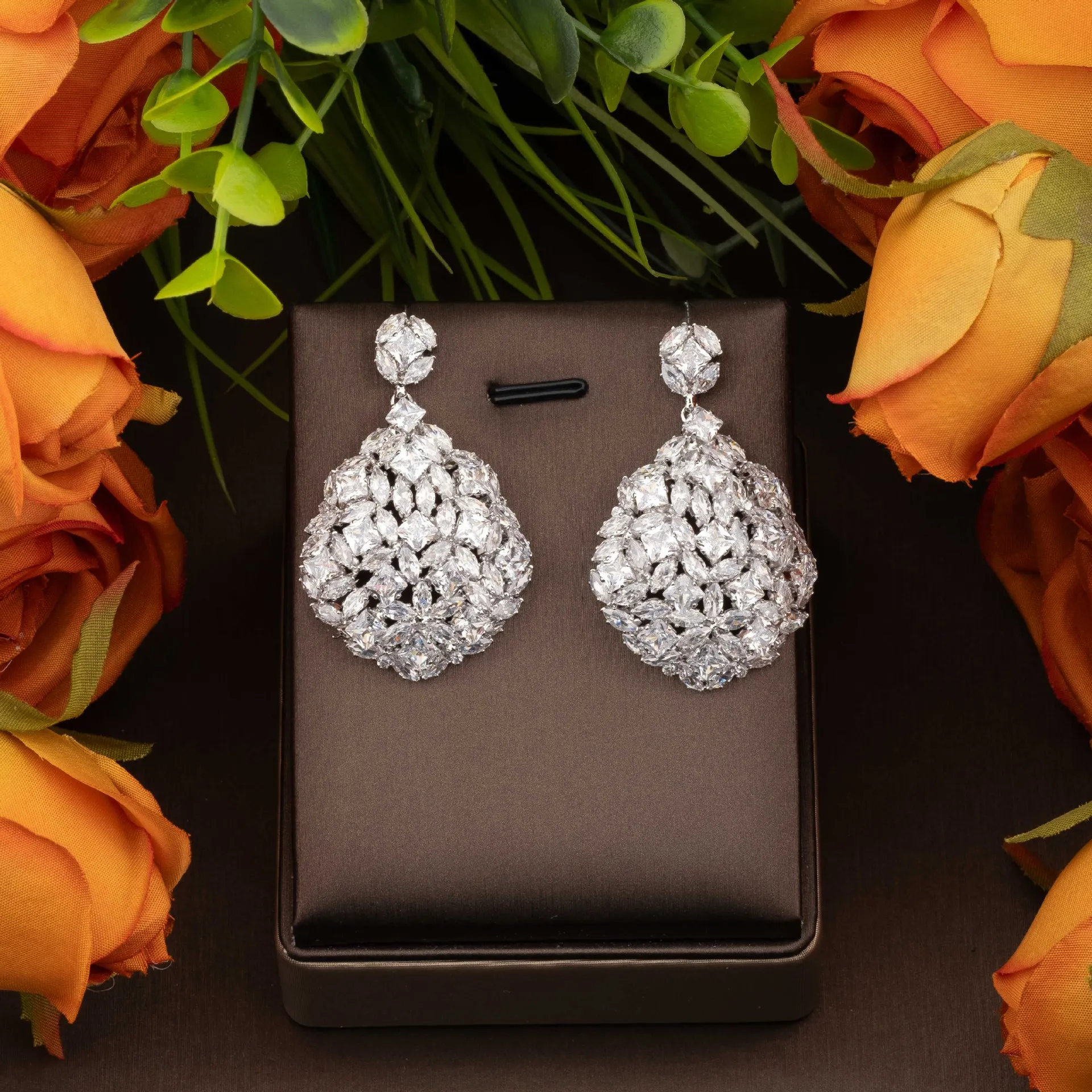 Cubic Zirconia CZ Earrings For Women 925 Sliver Dangle Pendant Earrings For Party Wedding Bridal Earrings Jewelry Accessories