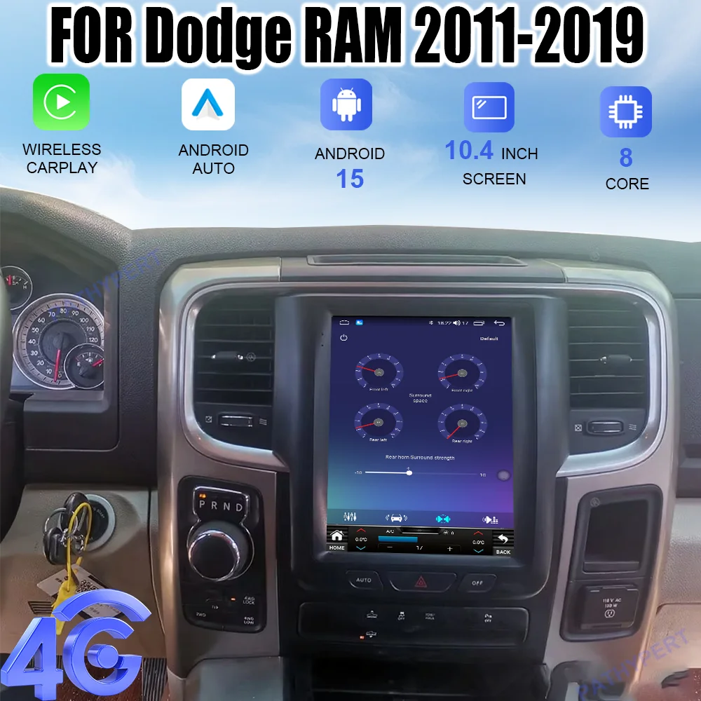 

Android 15 For Dodge RAM 2011-2019 Stereo Car Audio Player Bluetooth Multimedia Carplay Auto Screen Radio GPS Navigation 4G WIFI