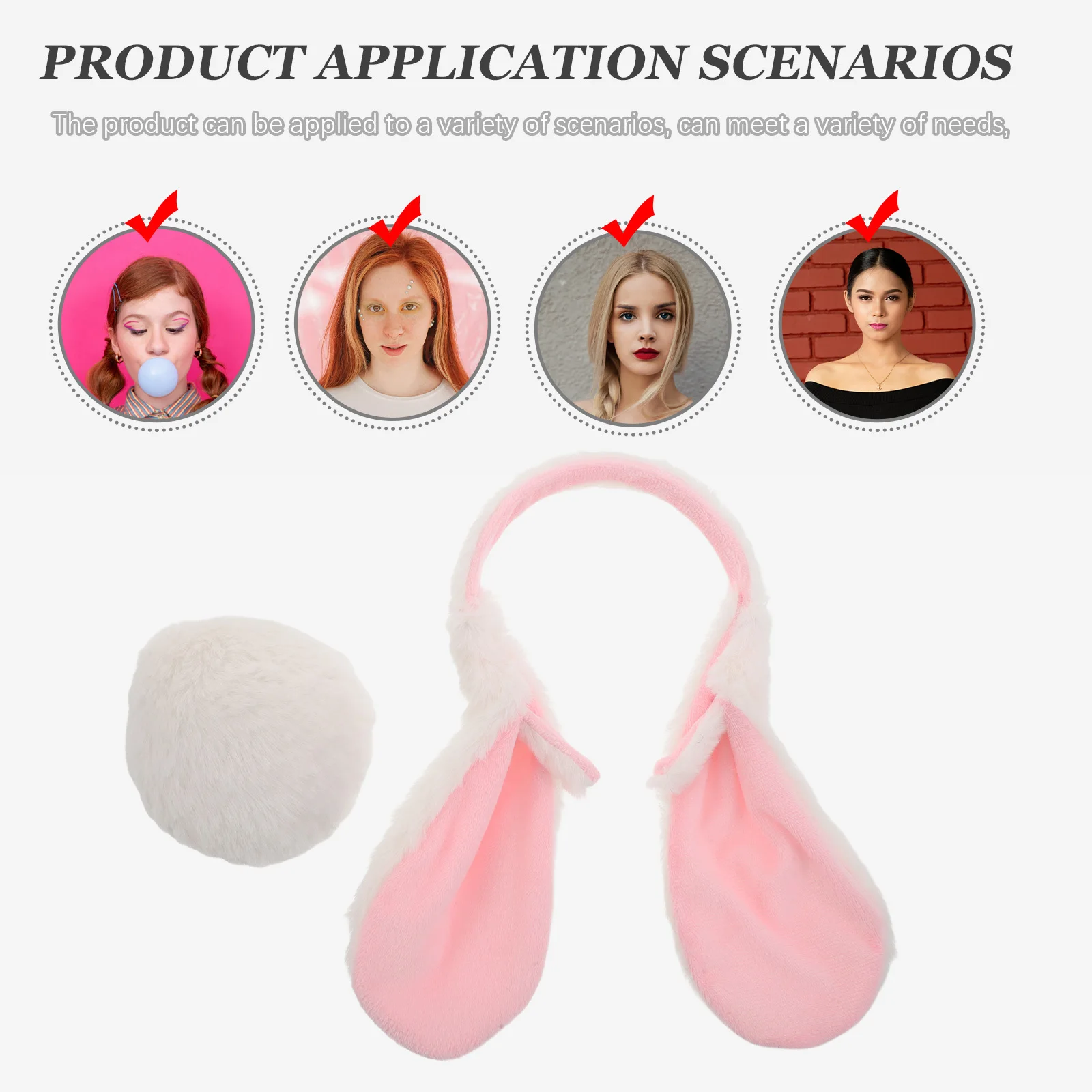 1 مجموعة آذان الأرنب عقال الذيل طقم تزيين احتفالي لعيد الفصح أزياء حفلة أرنب الأذن ملحق للنساء تأثيري-