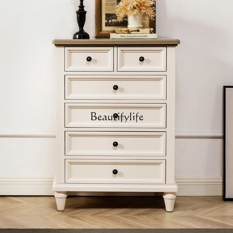 

ld 38ld 38 American pure solid wood light luxury white Mediterranean drawer locker retro vertical cabinet
