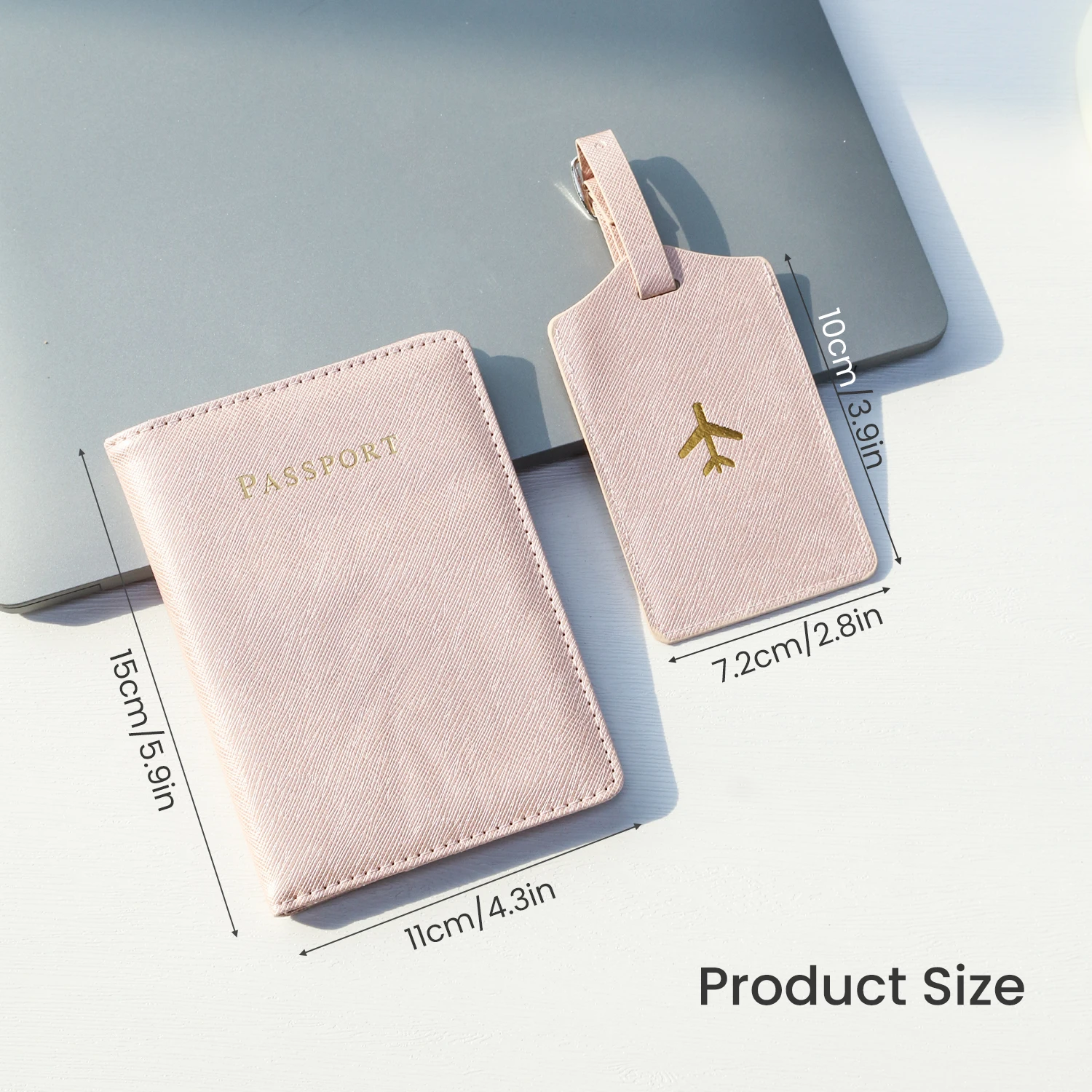 2PCS Passport Cover with Pieces Luggage Tags, Passport Holder Travel Suitcase Tag Lightweight Fashion Travel Accessories Plane