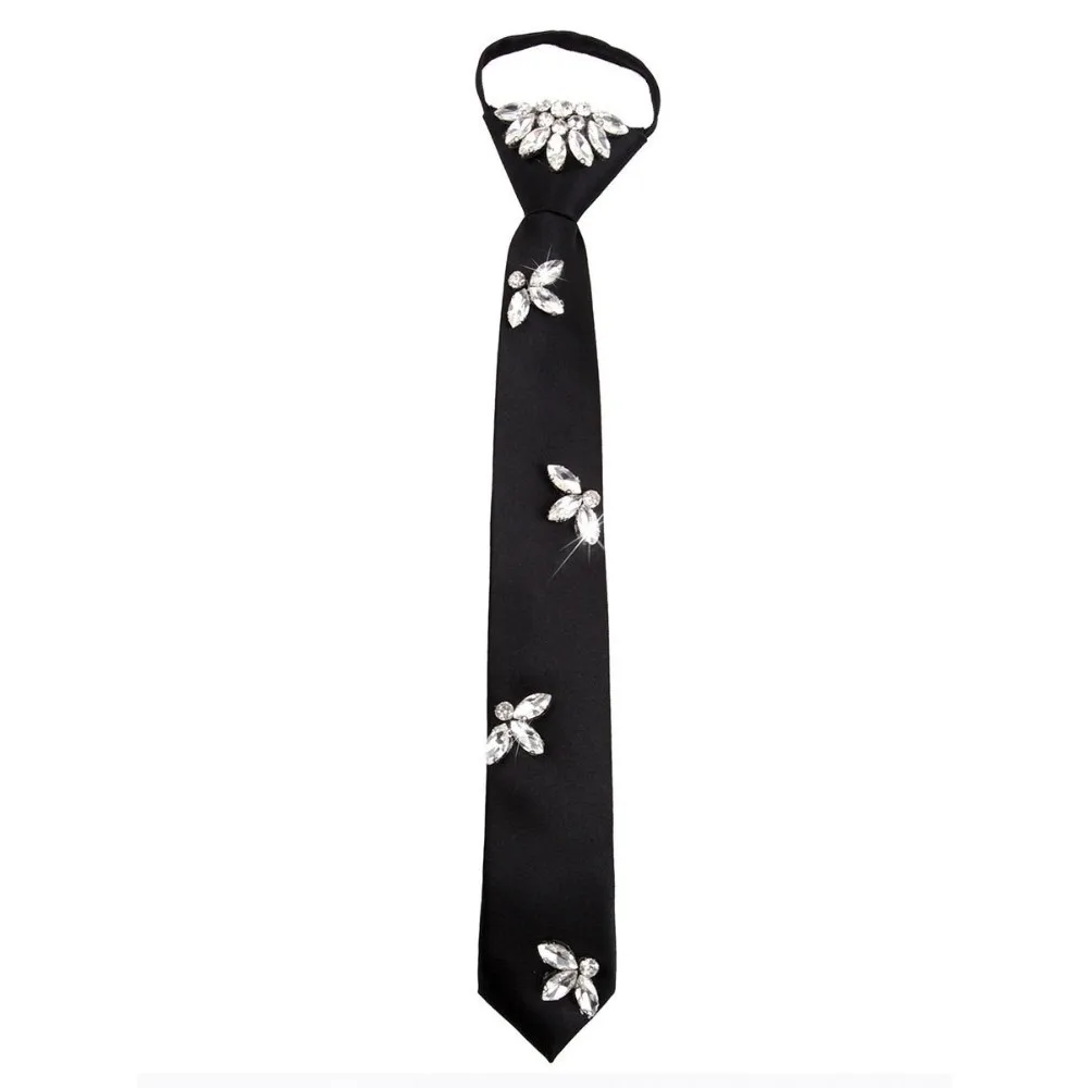gravata-longa-preta-elegante-estilo-coreano-com-strass-versatil-para-decoracao-de-camisa-jk-e-performance
