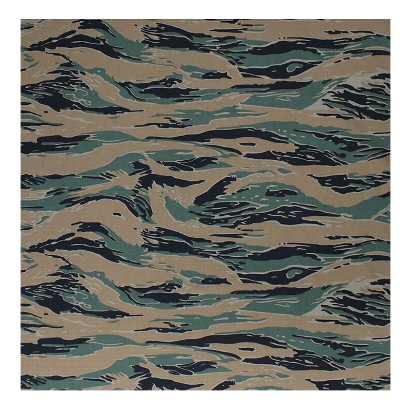 Ткань NYCO 50/50 Rip-stop с камуфляжным рисунком MARPAT Tiger Stripe, 50% нейлон, 50% хлопок, тактическая ткань для униформы, в наличии.