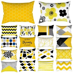 Rectangular Yellow Pillowcase Sofa Car Seat Cushion Cover Home Textile Simple Fashion Geometric