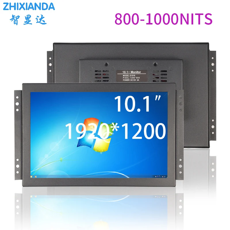 Outdoor HD 10.1 Inch Touch Screen Monitor IPS High Brightness1000 Nits Wall Mount LED Display HDMI VGA for Industrial/ Business