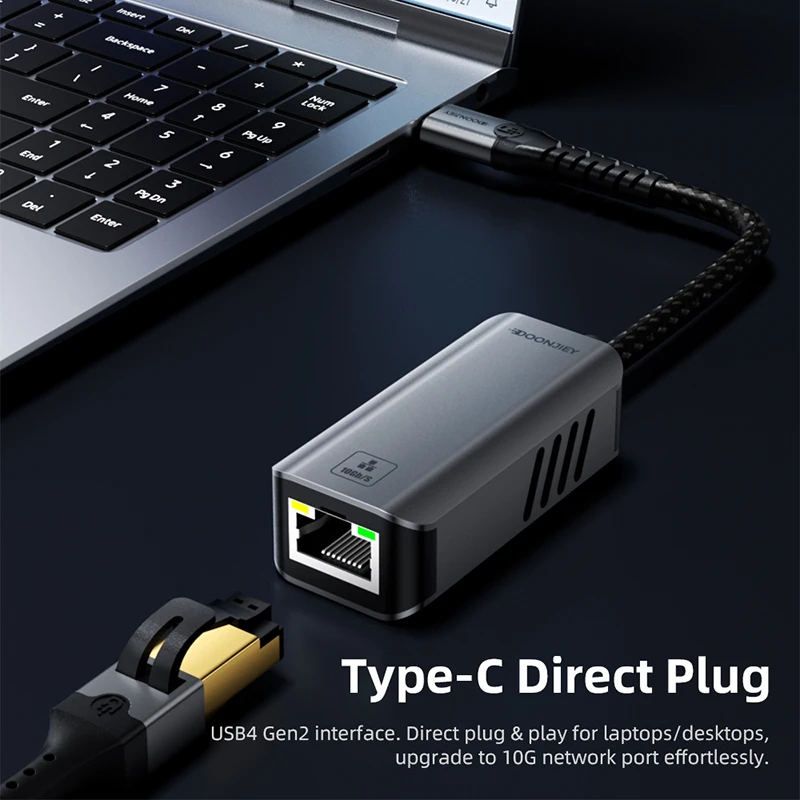 DOONJIEY 10Gbps Ethernet Adapter USB4 Type C To RJ45 10000Mbps Wired LAN Network Card  Thunderbolt 3 4 For MacBook Pro Laptop view 2