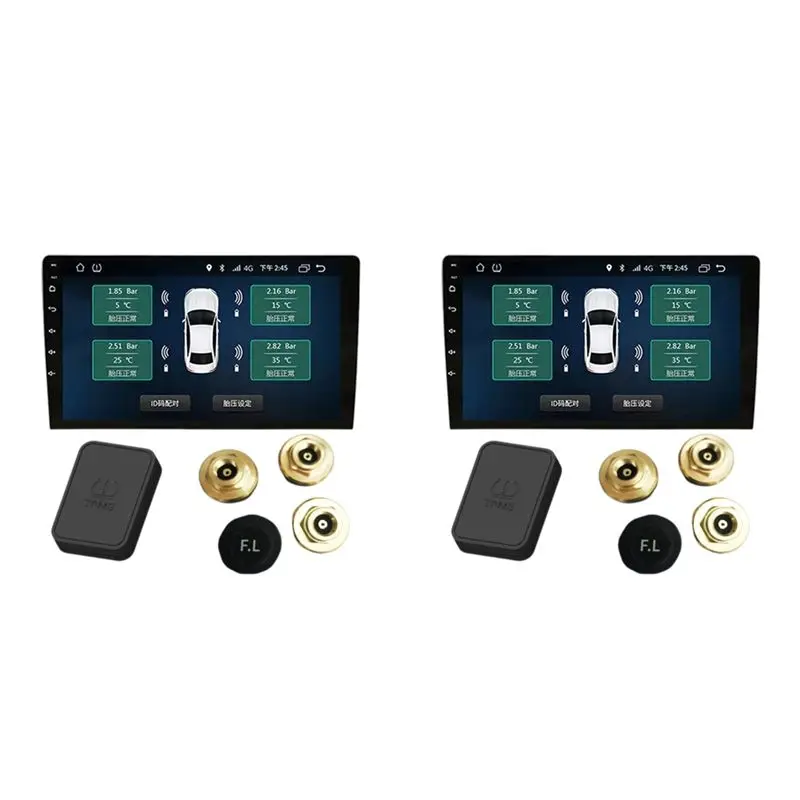 Firmly 2X Smart USB Android Wireless TPMS Tire Pressure Monitoring System 5V For Navigation Car Radio Display Alarm External