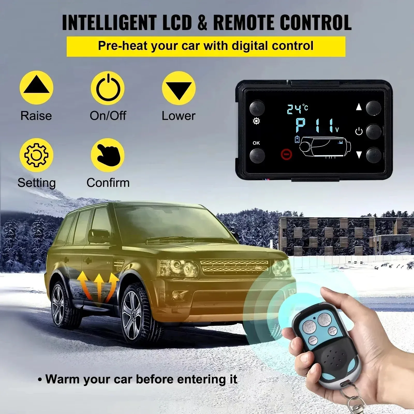 5/8KW Diesel Air Heater |SIHAO 12V 5KW 8KW All in One Diesel Parking Heater with LCD Monitor Remote Control Built-in Tank Low Noise for Motorhome Truck RV Trailer Caravan Van