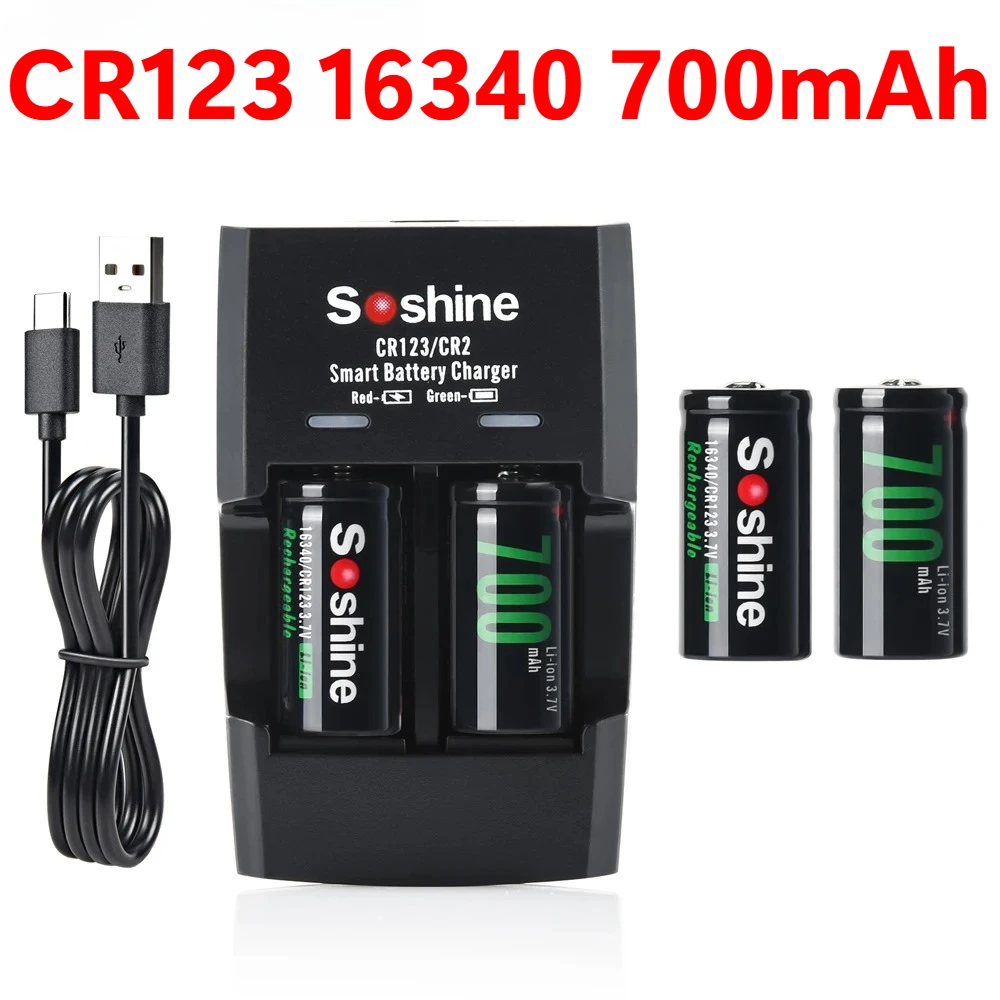 

RCR123 16340 3.7V 700mAh Rechargeable Li-ion Battery 500+ Cycles for Flashlights Laser Pen & Electronic Devices