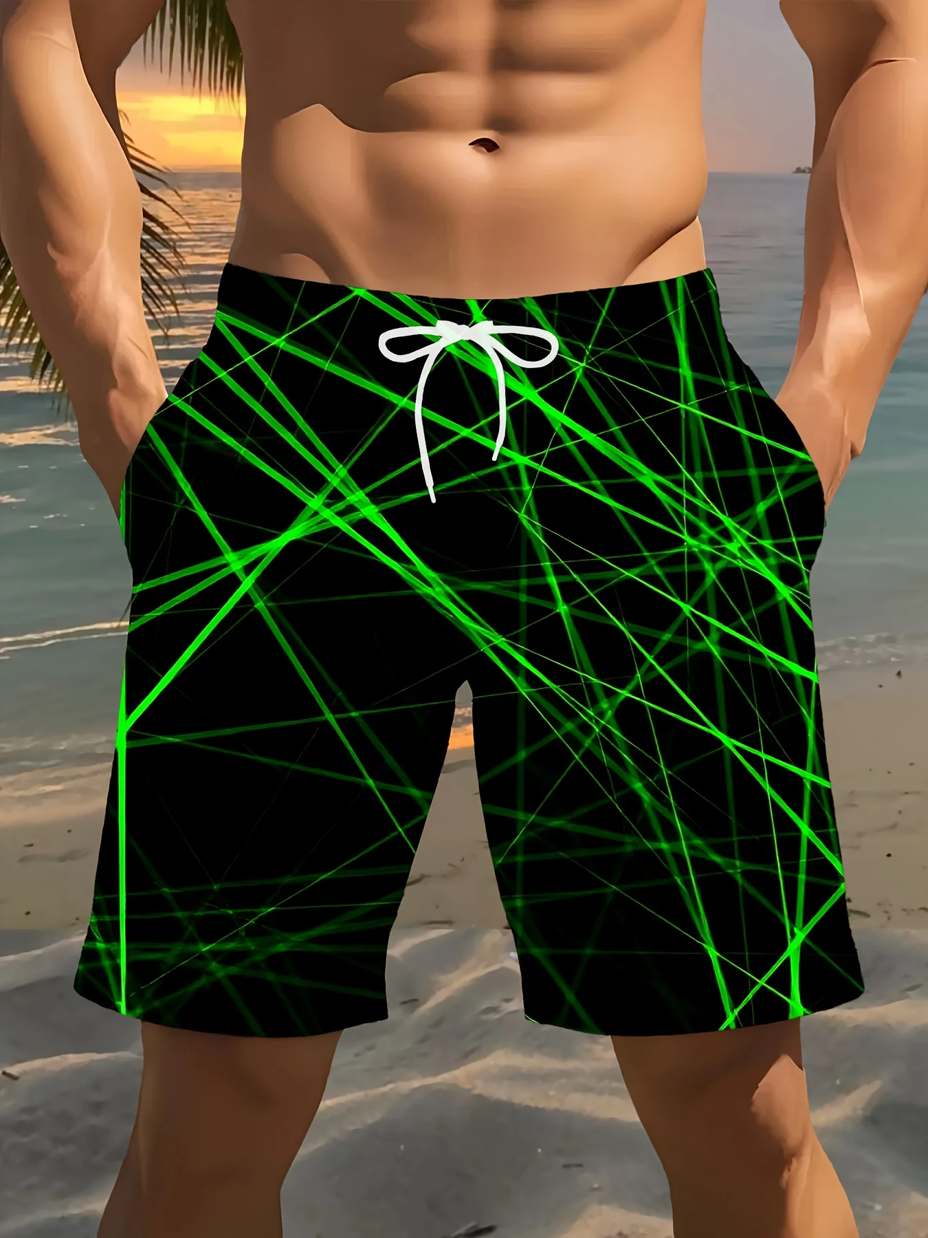 

Летние шорты 2026: Новинка, хит продаж, с лазерной линией, для отпуска и пляжа, с 3D-печатью, модные, для улицы, дышащие, быстросохнущие, в стиле Y2K