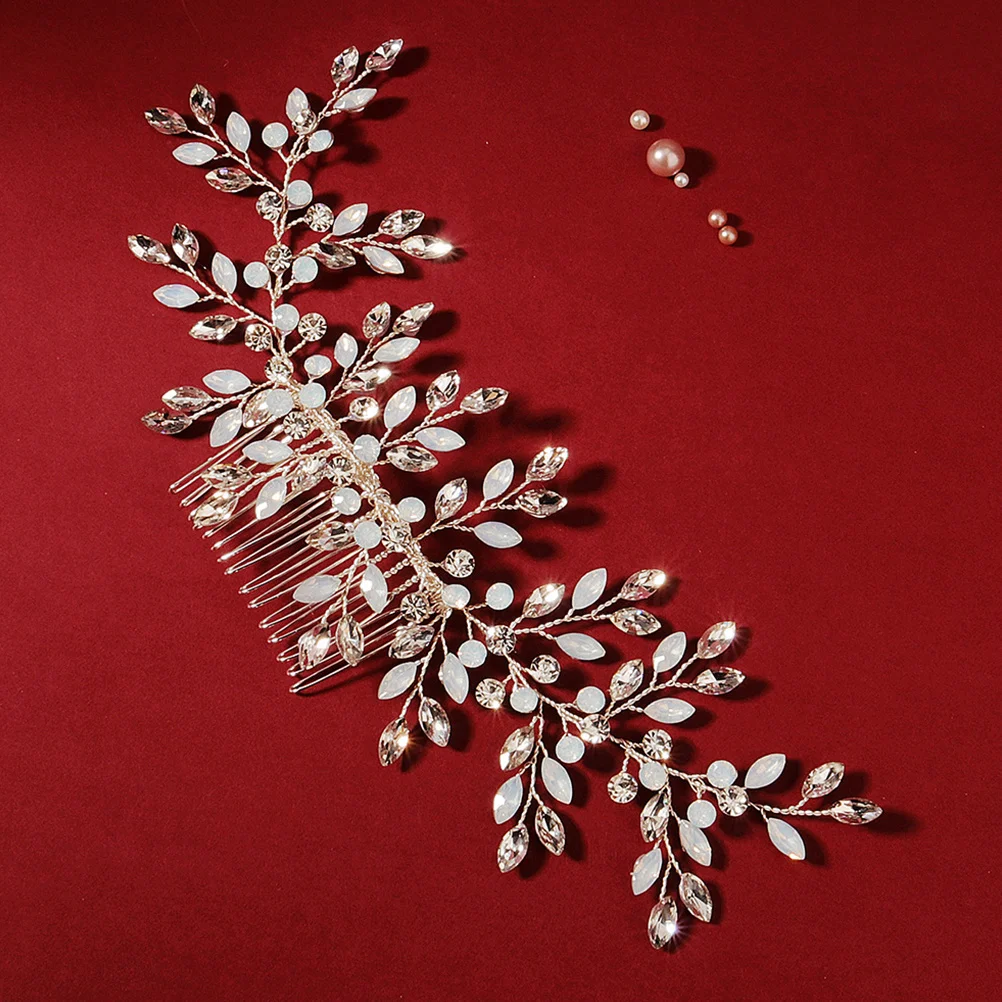 

Хрустальная расческа для волос, дизайн свадебного листа, медная проволока, свадебный аксессуар для волос для выпускного вечера, свадебный головной убор