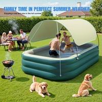 1PCS [Summer Must-have] Inflatable Swimming Pool Equipped with An Extra-large Sunshade,Fresh Green Brings A Cool Feeling At Home